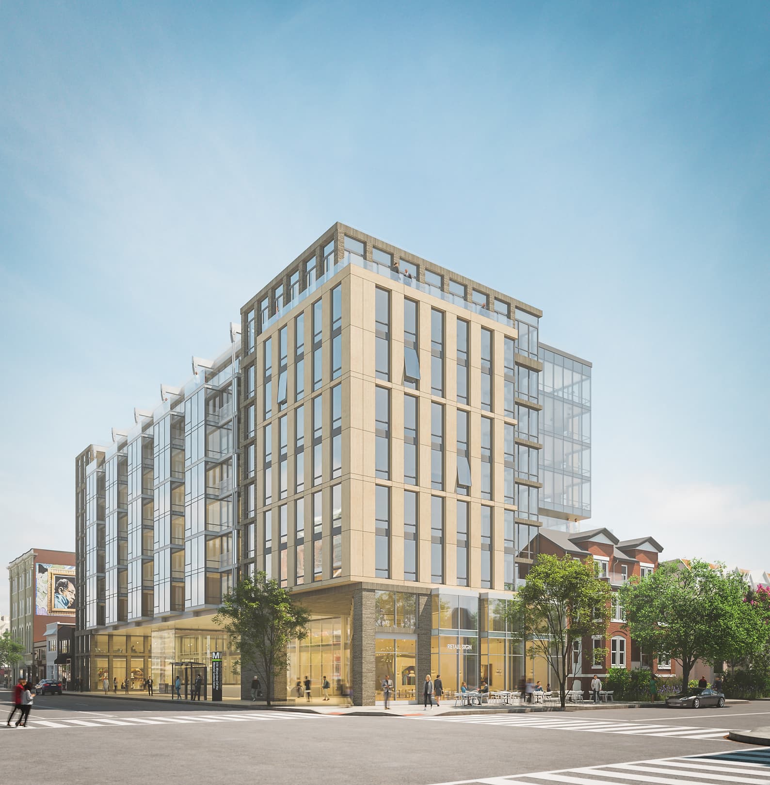 large building on corner